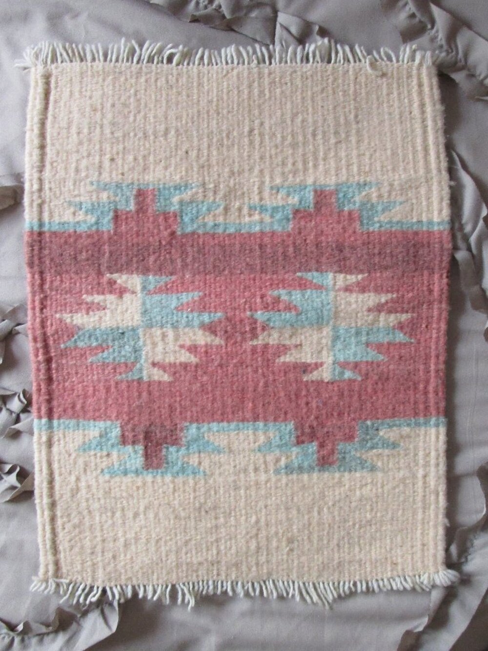 small handwoven wool table rug